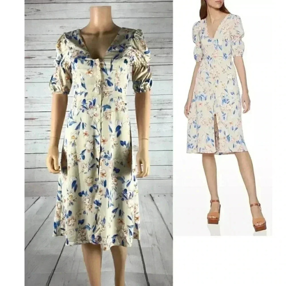 BCB Floral Satin Button-Front Midi Dress Size 0 - Picture 1 of 9
